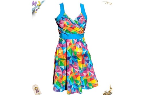 Twirly Juice Dress in Acute Rainbow